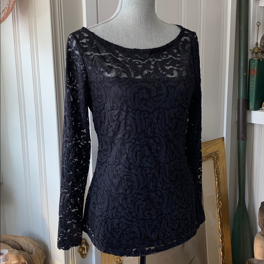 Cache lace top black long sleeve stretchy Victorian steampunk - Picture 13 of 14